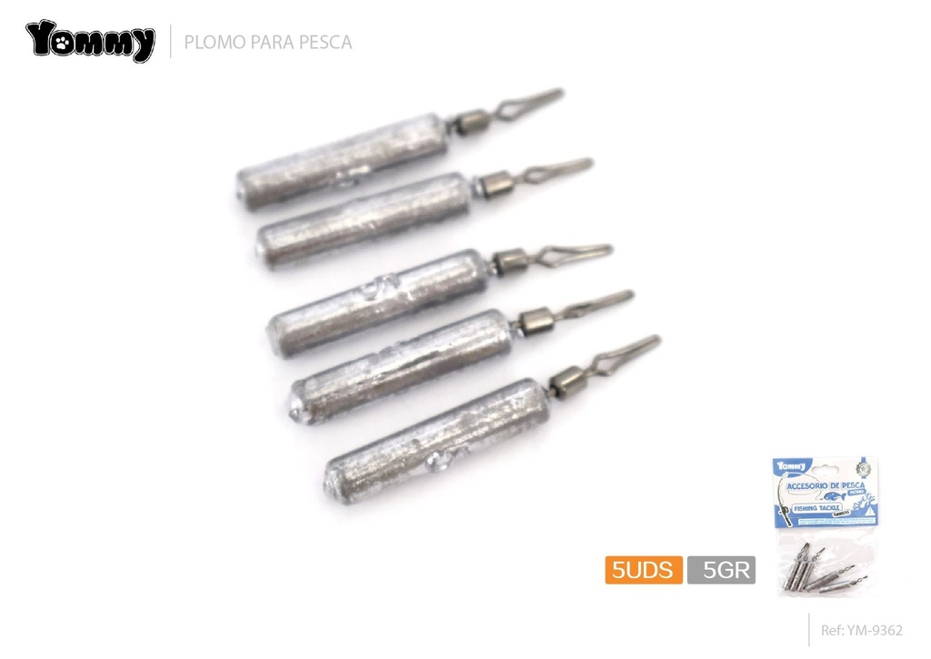 Plomo cilíndrico 5pcs 5g para pesca - Equipos de pesca regulares