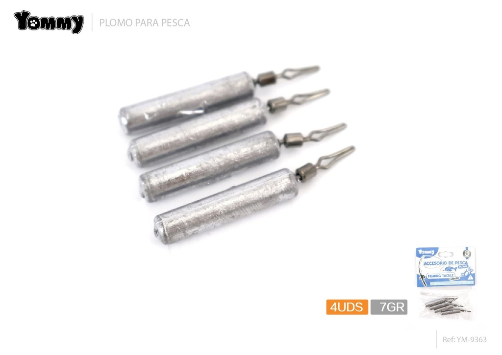 Plomo cilíndrico 4pcs 7g para pesca - Herramientas de pesca cubiertas