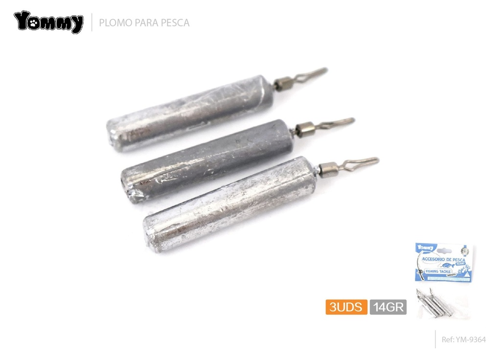 Plomo cilíndrico 3pcs 14g para pesca - Accesorios de pesca estandarizados