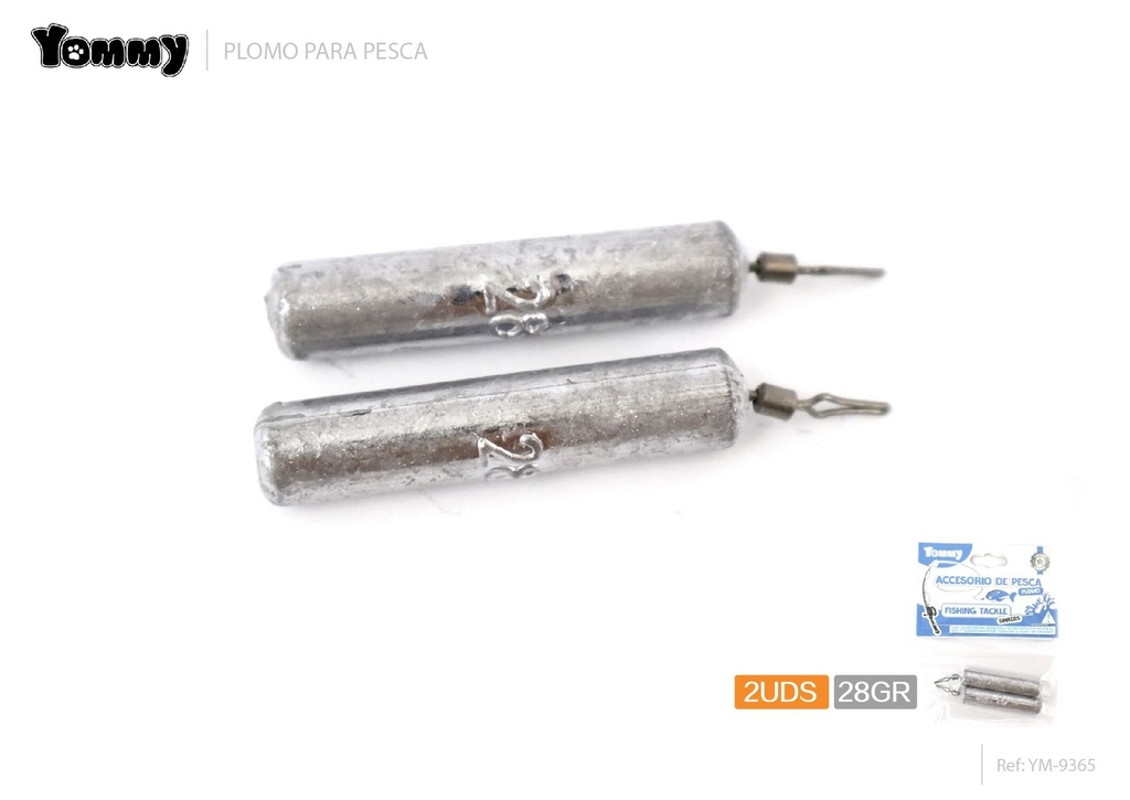 Plomo cilíndrico 2pcs 28g para pesca - Equipos hasta 28g para pescadores