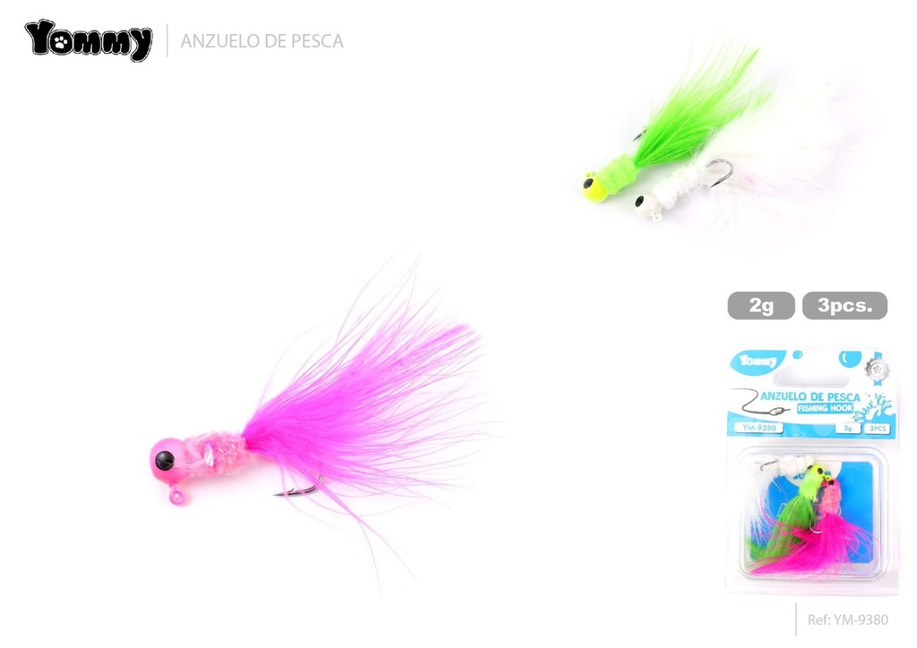 Anzuelos de pesca con cabeza de plomo 3pcs 2g - Equipos de pesca esenciales