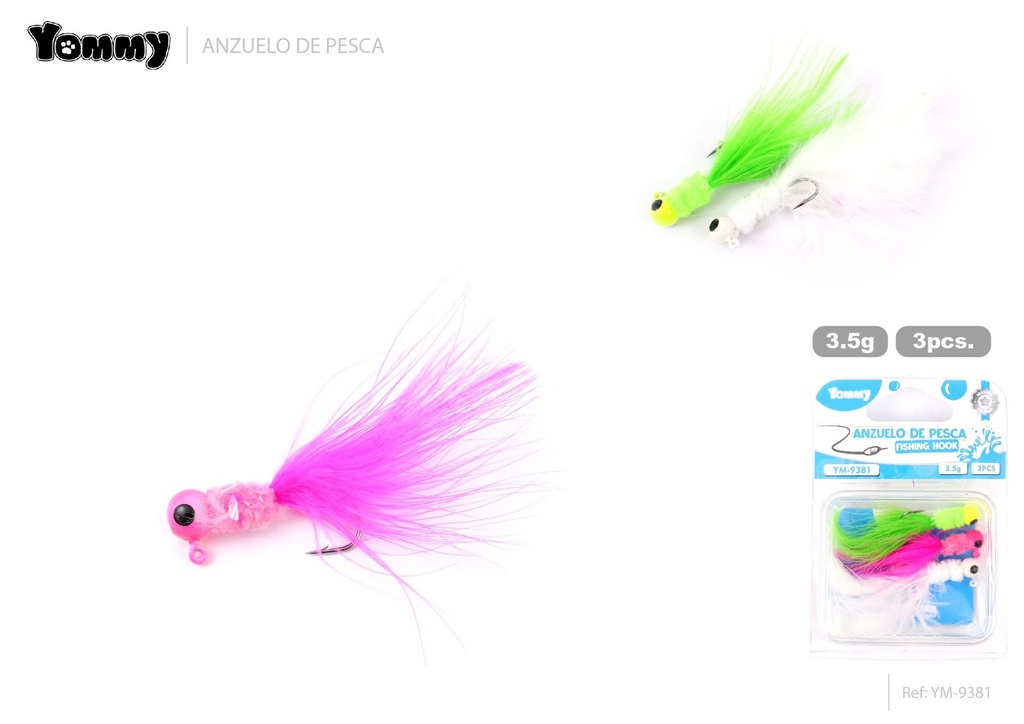 Anzuelos de pesca con cabeza de plomo 3pcs 3.5g - Herramientas útiles para pescadores