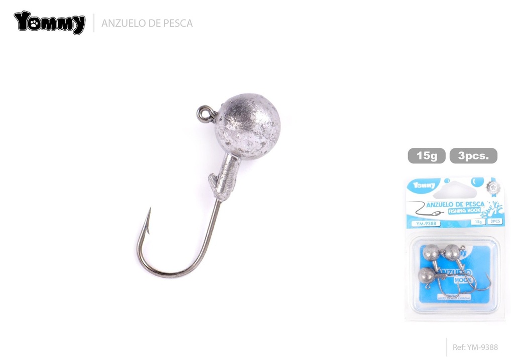 Anzuelos de pesca con cabeza de plomo 3pcs 15g - Accesorios para pescadores exigentes