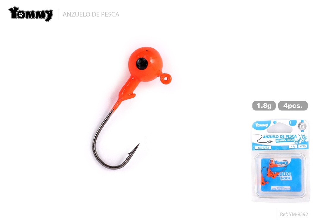 Anzuelos de pesca con cabeza de plomo de colores 4pcs 1.8g - Accesorios atractivos para pescadores