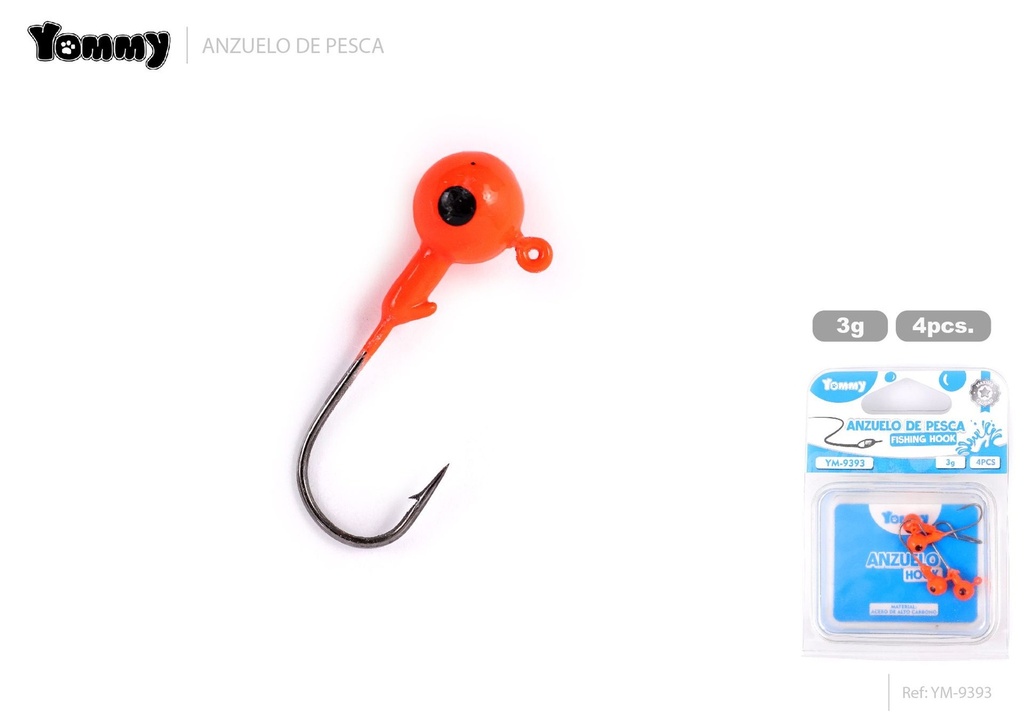 Anzuelos de pesca con cabeza de plomo de colores 4pcs 3g - Herramientas llamativas y efectivas