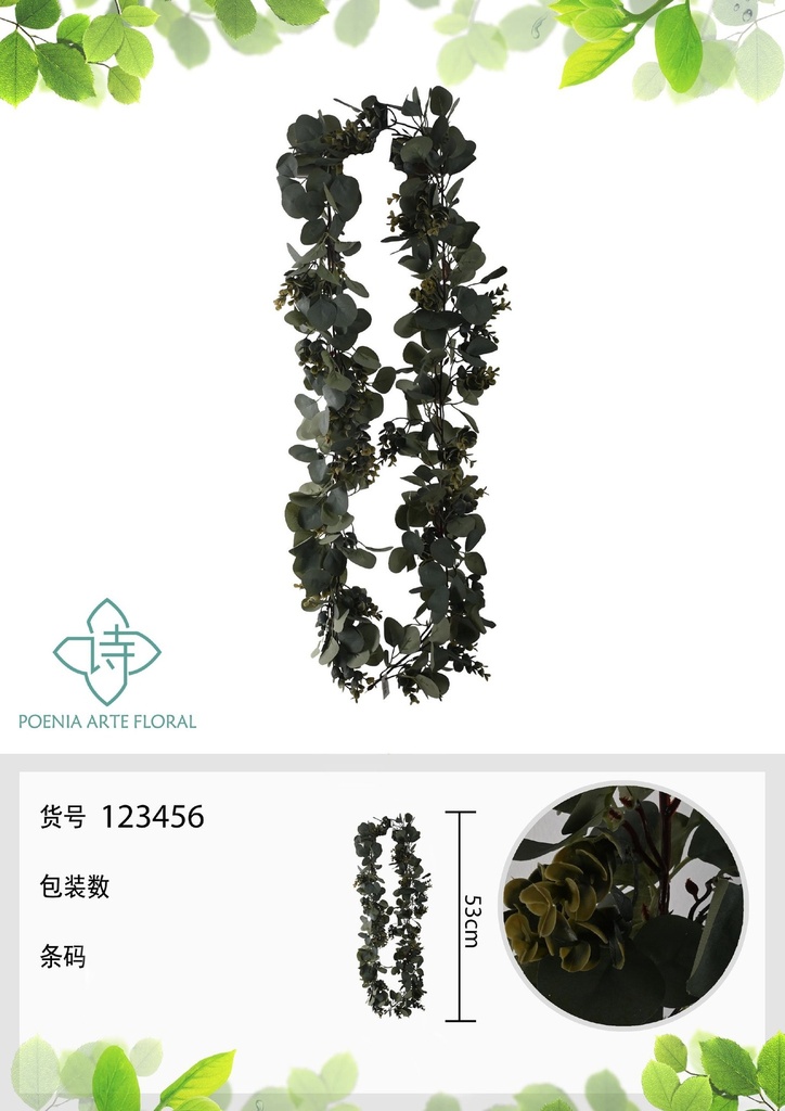 Rama de eucalipto de 190 cm en blanco y verde - Novedades y decoración