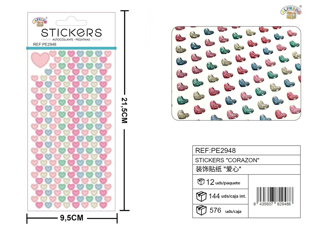 Stickers corazón 9.5x21.5 cm - Novedades y decoración
