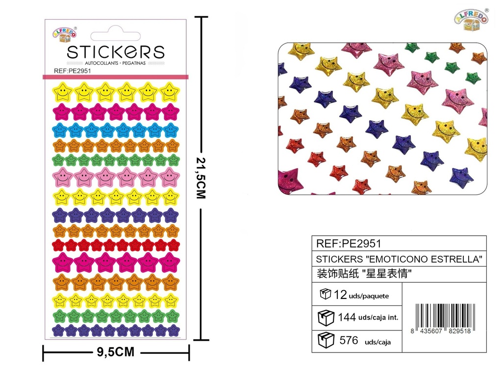 Stickers emoticono estrella 9.5x21.5 cm - Novedades y decoración