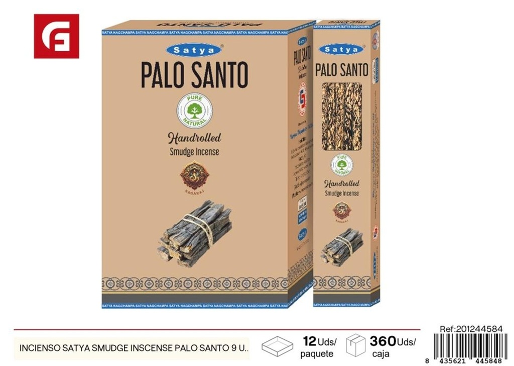 Incienso Satya Smudge Palo Santo 9 uds - Ambientadores y aromáticas