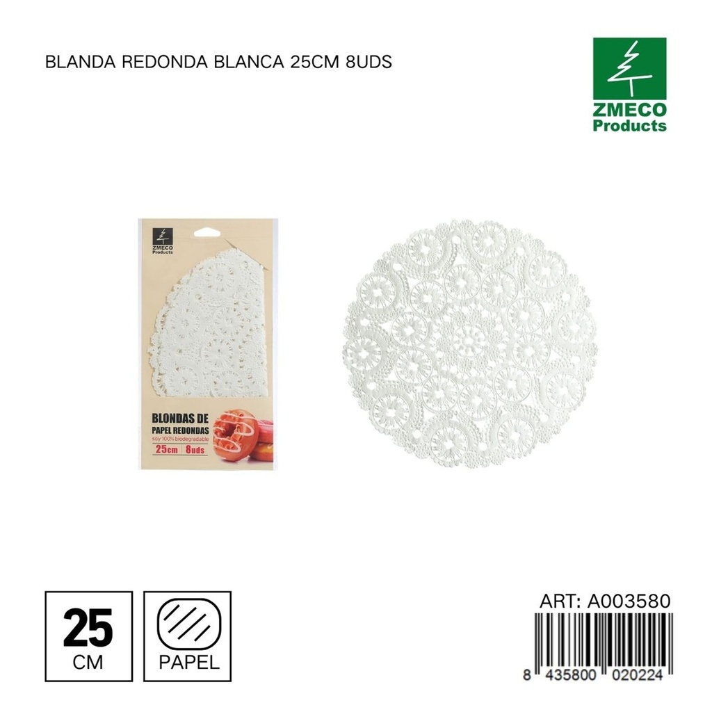 Papel para tartas blando redondo 25 cm 8 uds - Utensilios de repostería y horneado