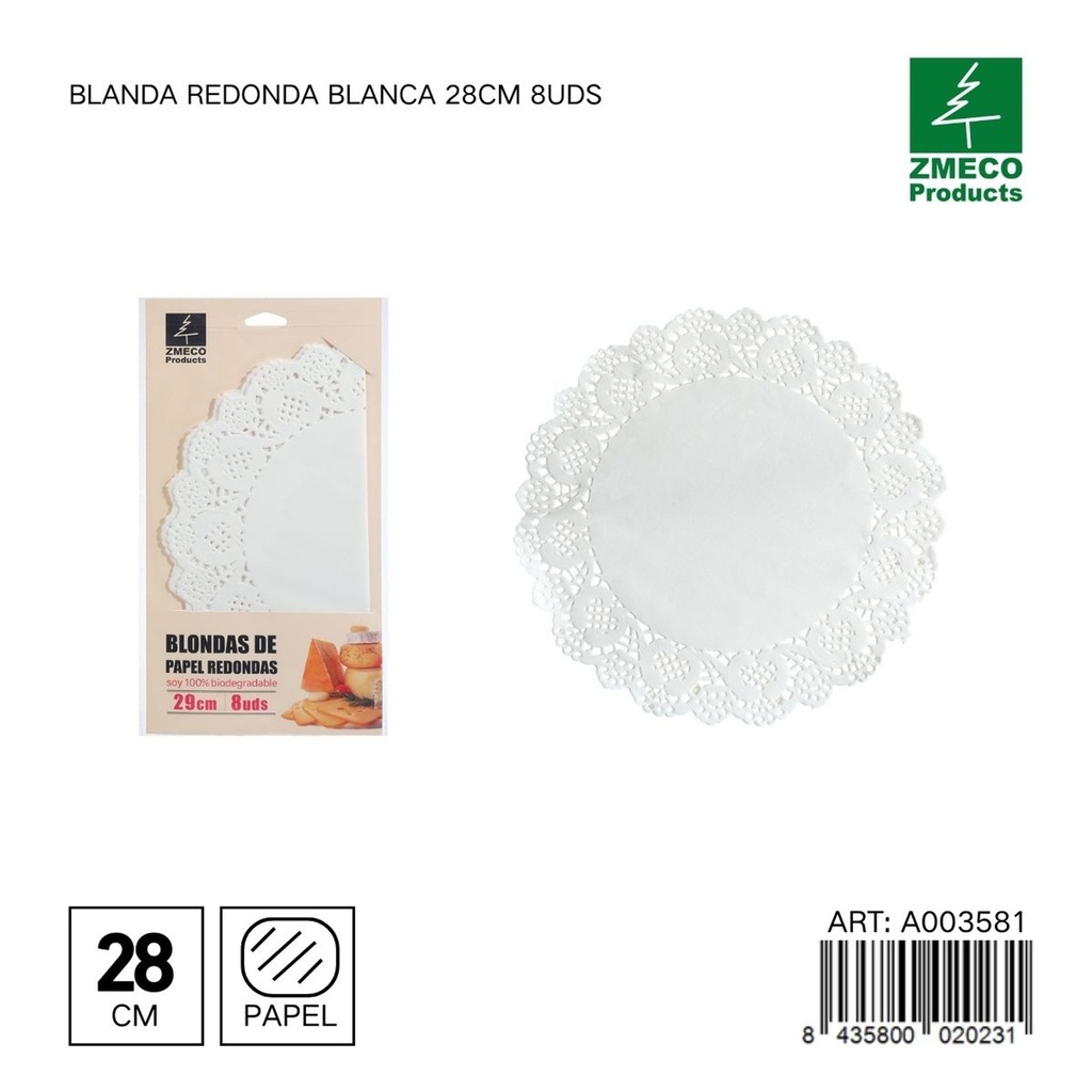 Papel para tartas blando redondo 28 cm 8 uds - Utensilios de repostería y horneado