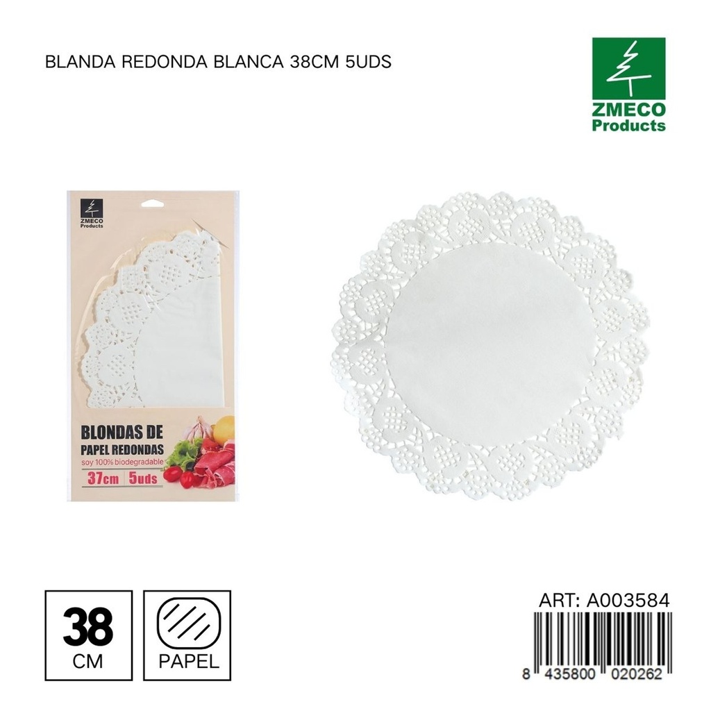 Papel para tartas blando redondo 38 cm 5 uds - Utensilios de repostería y horneado