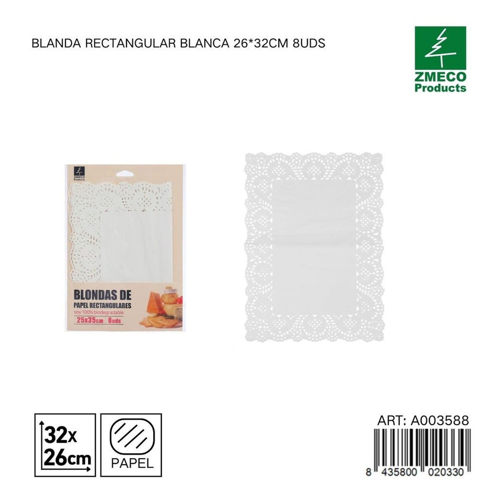Papel para tartas blando rectangular 26x32 cm 8 uds - Utensilios de repostería y horneado