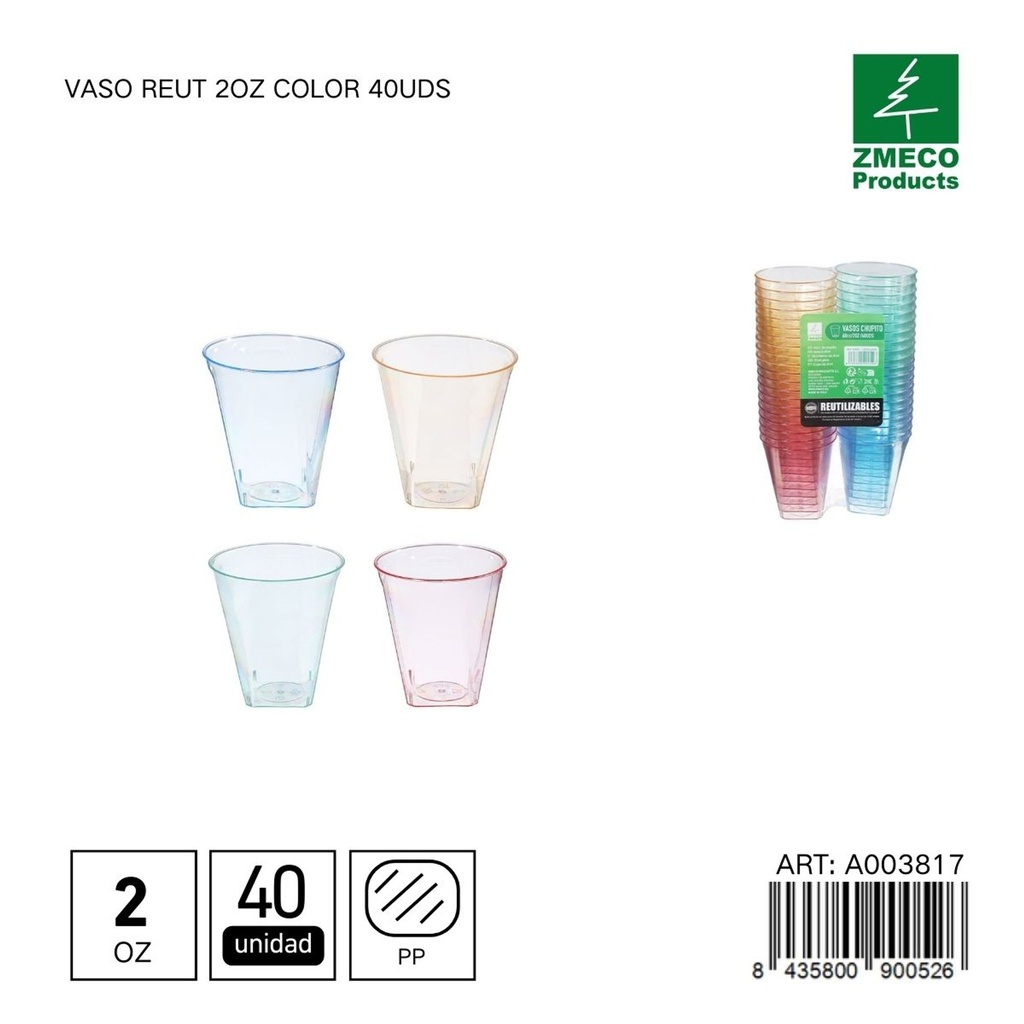 Vaso Reut color 2 oz 40 uds - Utensilios desechables y menaje