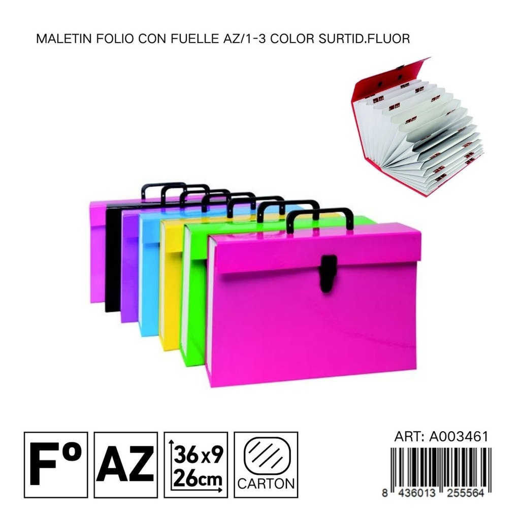 Maletín folio con fuelle azul 36x26x9 cm - Archivos y organización