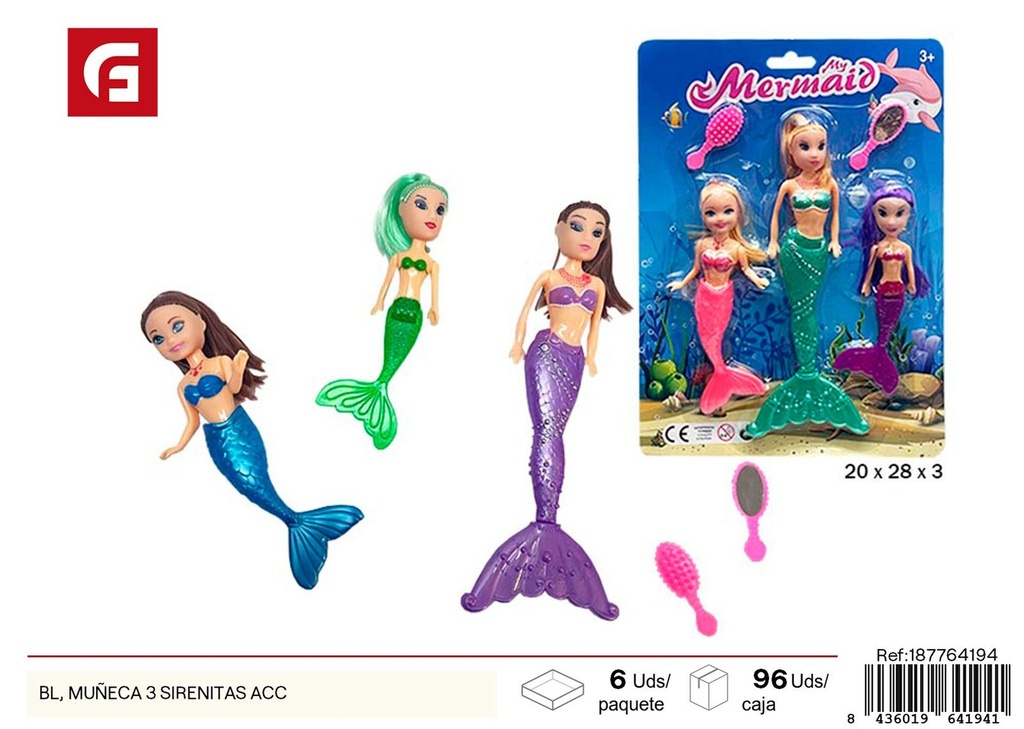 Muneca 3 sirenitas accesorios - Juguetes y muñecas