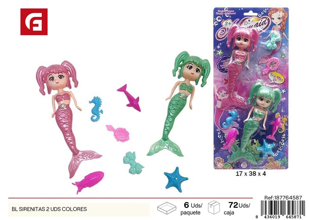 Muneca 2 sirenitas colores - Juguetes y muñecas