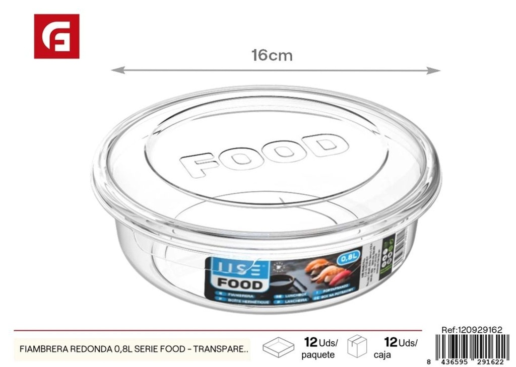 Fiambreea redonda 0.8L serie food - transparente - Plásticos de cocina y fiambreras