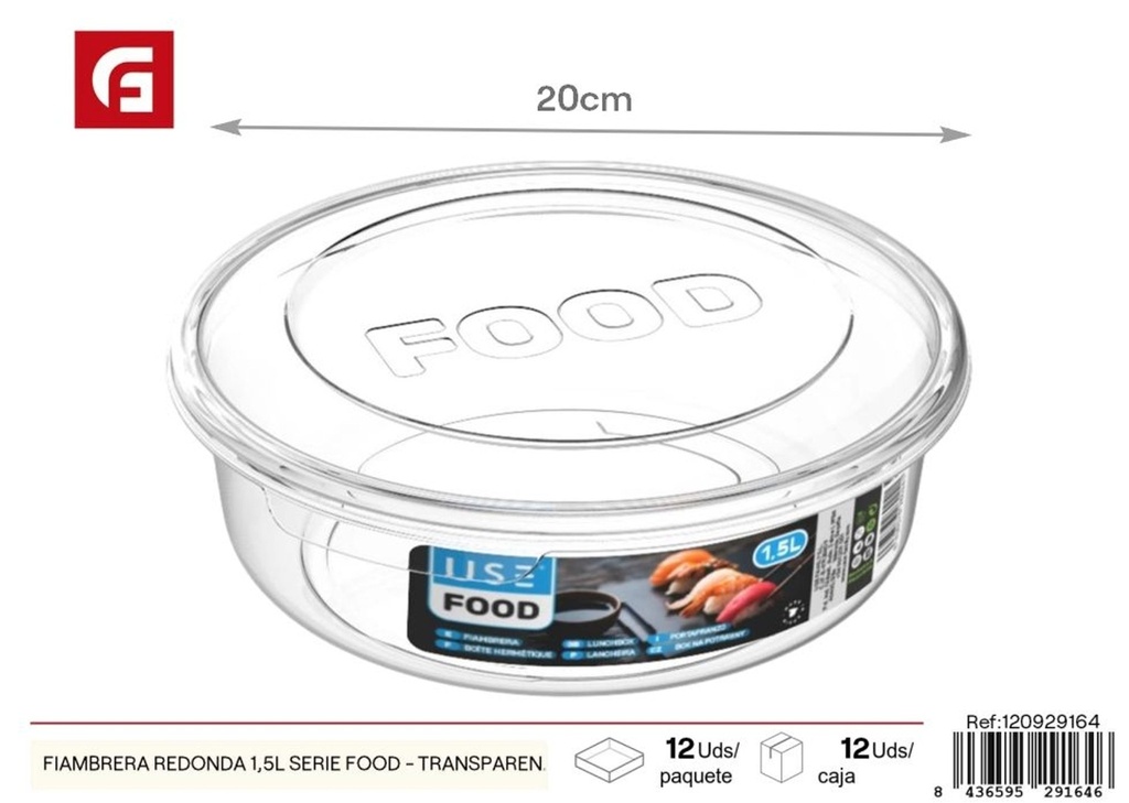 Fiambreea redonda 1.5L serie food - transparente - Plásticos de cocina y fiambreras