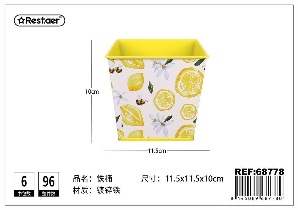 Cubo de hierro estampado (limón) de 11.5*11.5*H10 cm - Organización decorativa