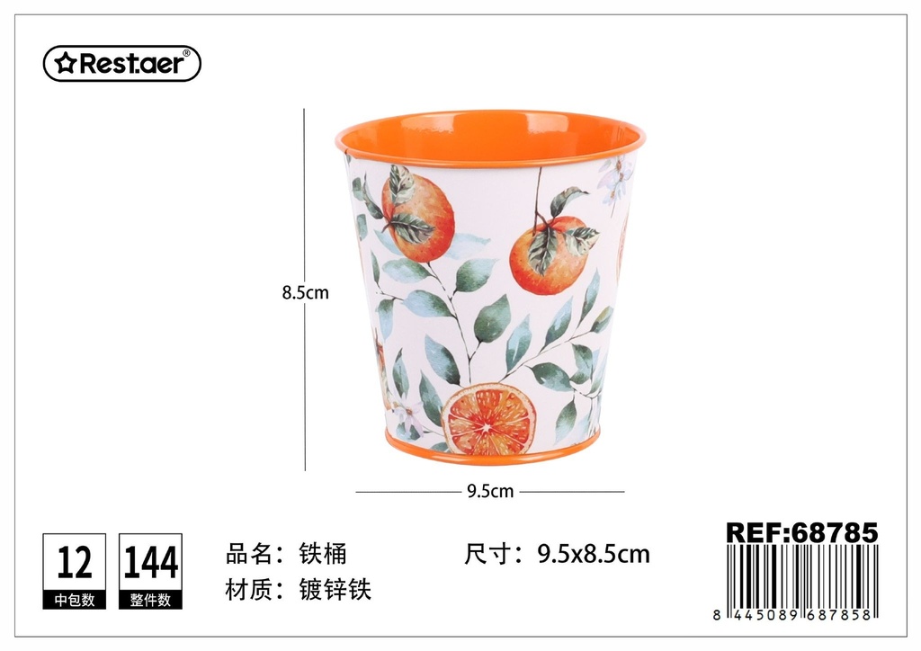 Cubo de hierro estampado (naranja) de φ9.5*7*H8.5 cm - Accesorios para el hogar
