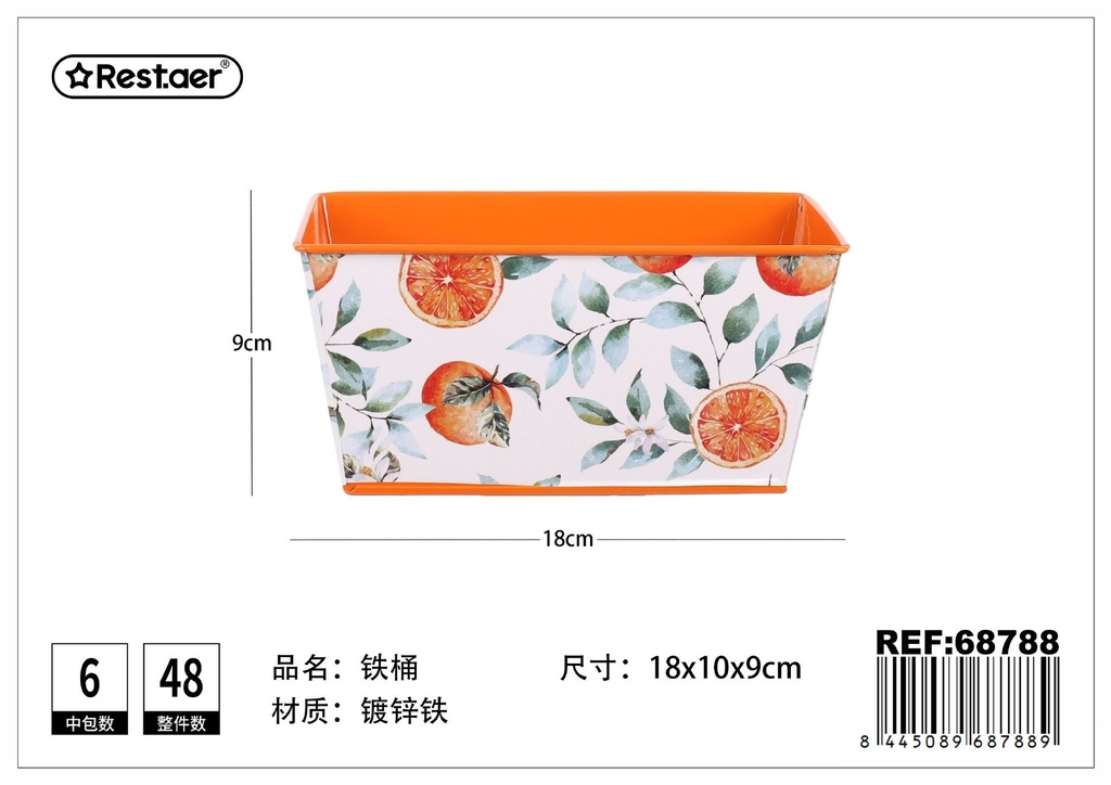 Cubo de hierro estampado (naranja) de 18*10*H9 cm - Organización decorativa