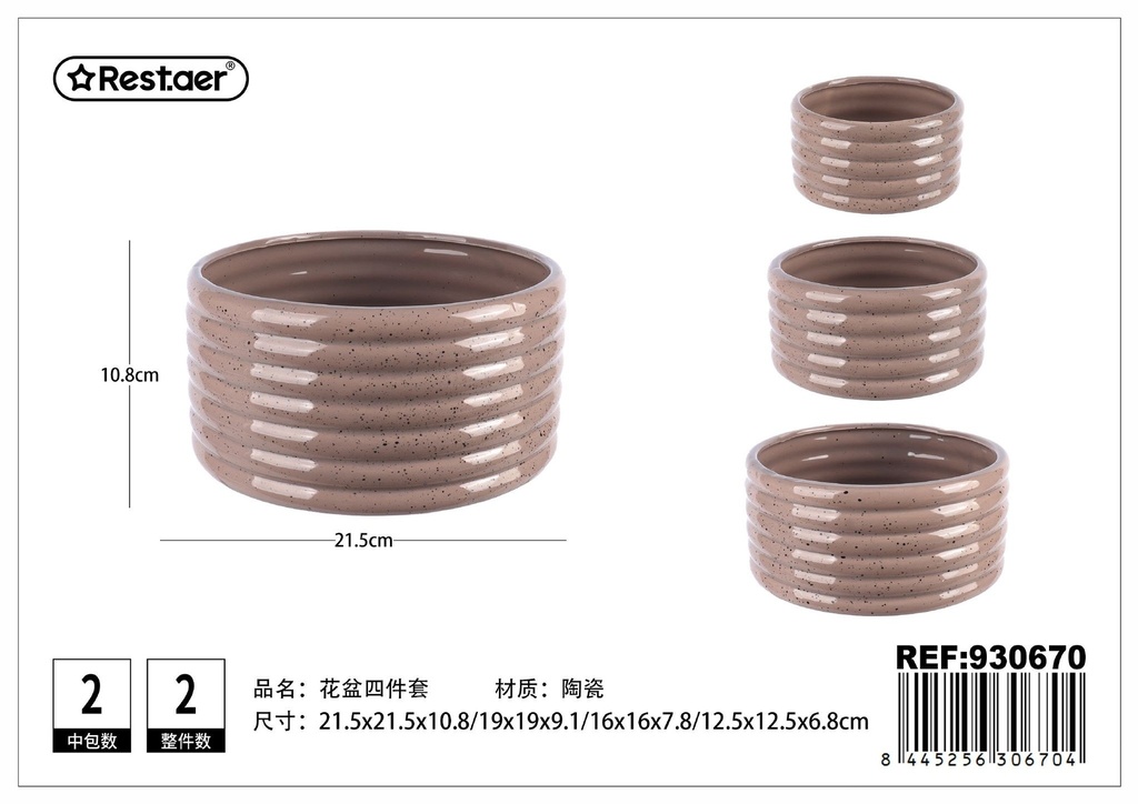 Maceta de cerámica 3 piezas (21.5x21.5x10.8 cm) - Accesorios de jardinería