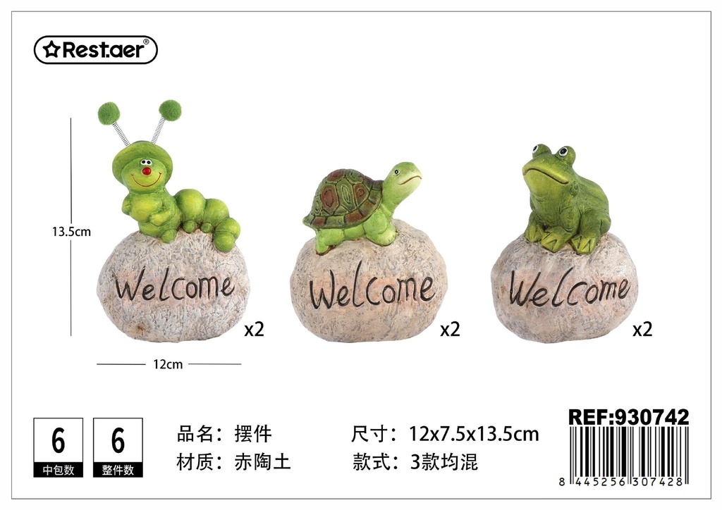 Adorno de jardín - Rana, oruga y tortuga (12x7.5x13.5 cm) - Decoración exterior
