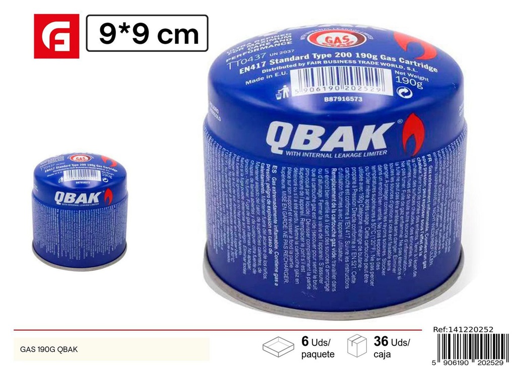 Gas butano 190g QBAK para camping