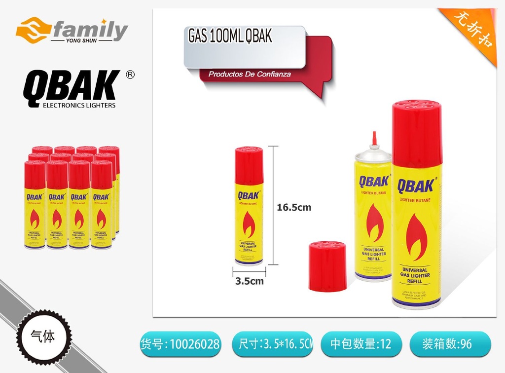 Gas 100ml Qbak - Encendedores y utensilios de cocina