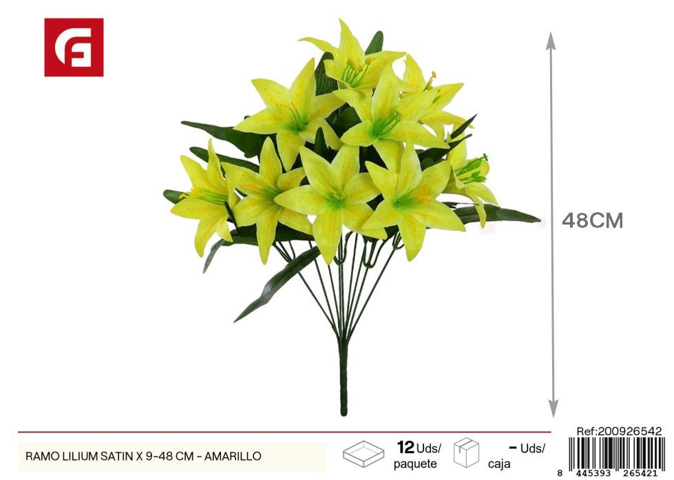 Ramo de lirios satinados amarillos 9 piezas 48 cm - Flores artificiales para hogar