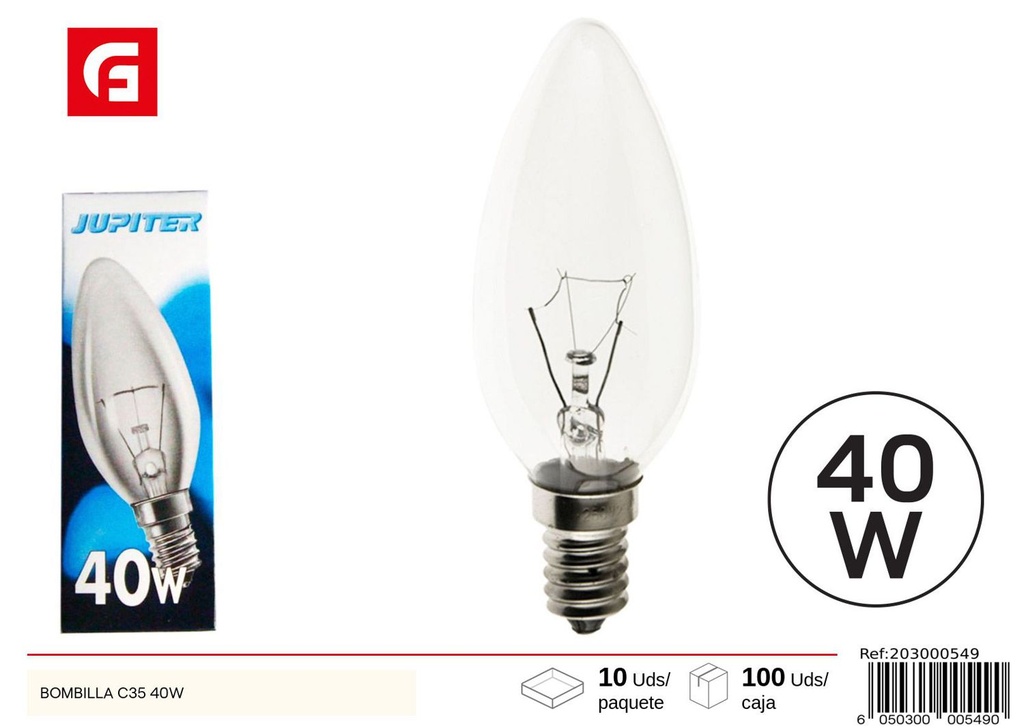 Bombilla C35 40W - Iluminación y bombillas