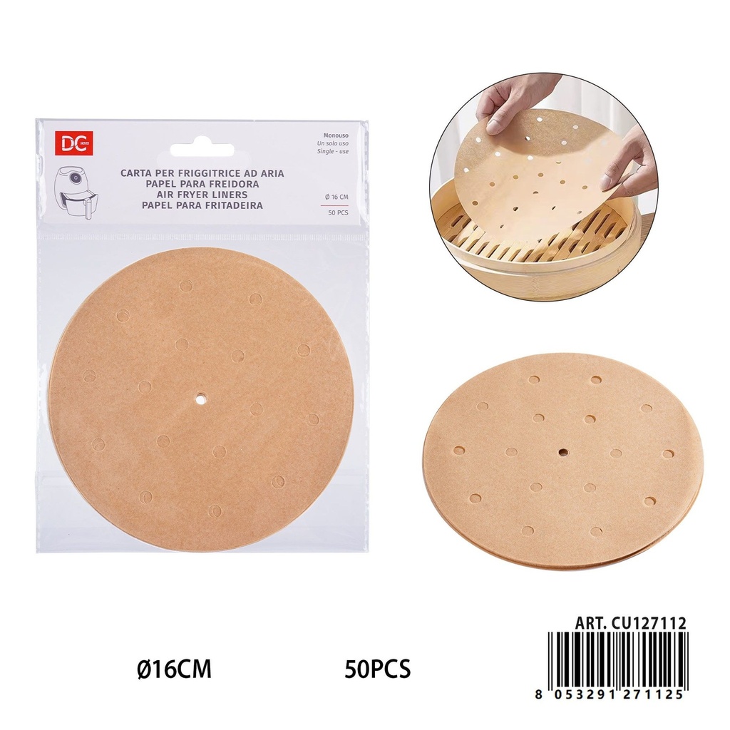 Papel para freír aire redondo 16 cm 50pz - Accesorios de cocina
