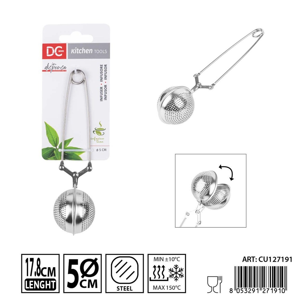 Infusor de acero inoxidable con clip 17.8x5cm - Utensilios de cocina para café y té