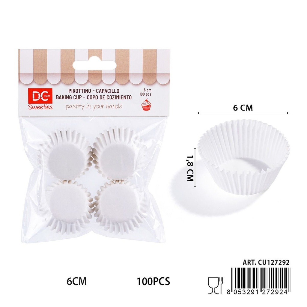 Moldes de papel para magdalenas 6 cm 100pz - Utensilios de repostería y horneado