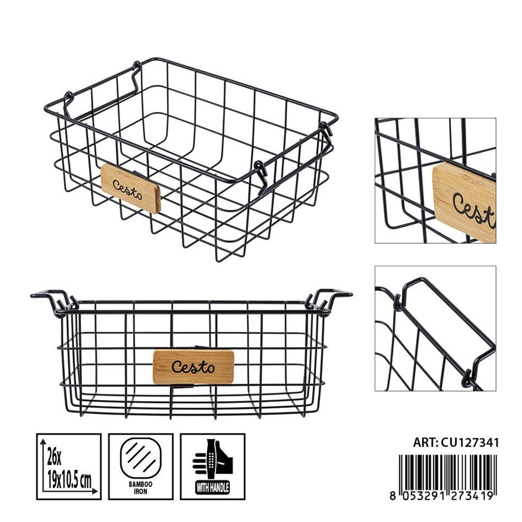 Cesta organizadora de hierro 26x19.5x10.5cm - Accesorios de cocina y almacenamiento