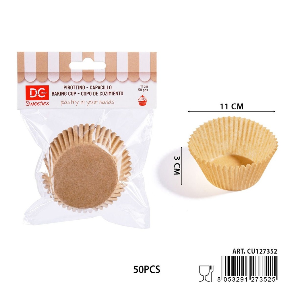 Moldes de papel kraft para pasteles 11cm 50pz - Utensilios de repostería ecológicos