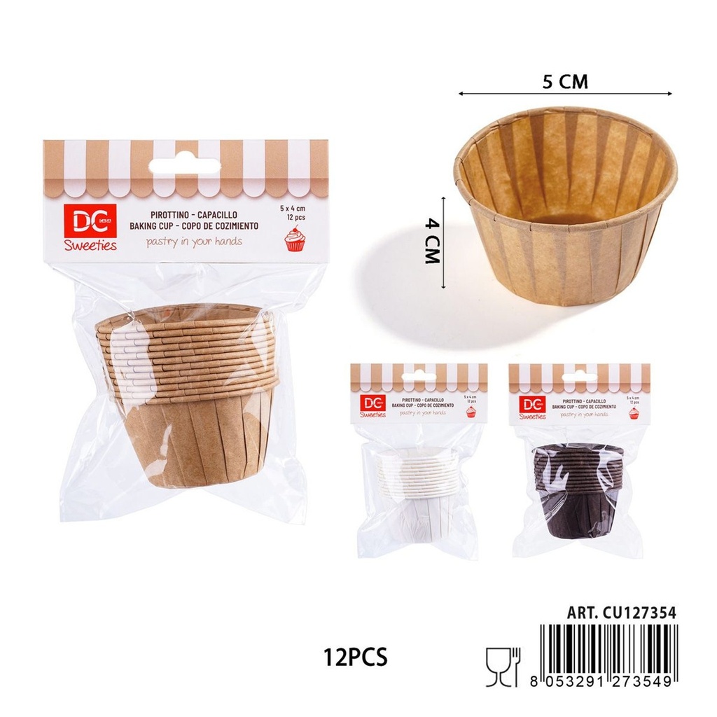 Moldes de papel para taza con borde enrollado 5x4cm 12pz - Utensilios de repostería