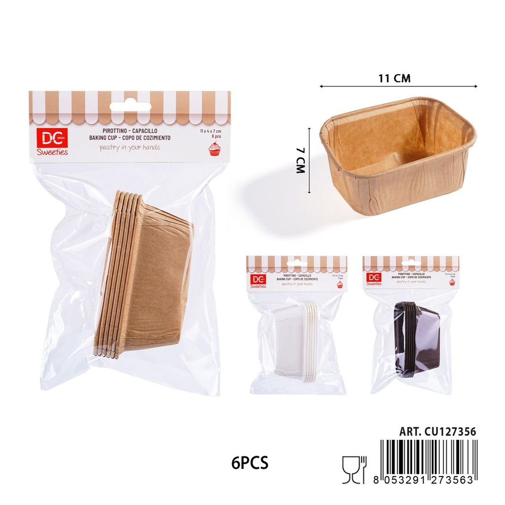 Moldes de papel para taza con borde enrollado 11x4x7cm 6pz - Utensilios de repostería