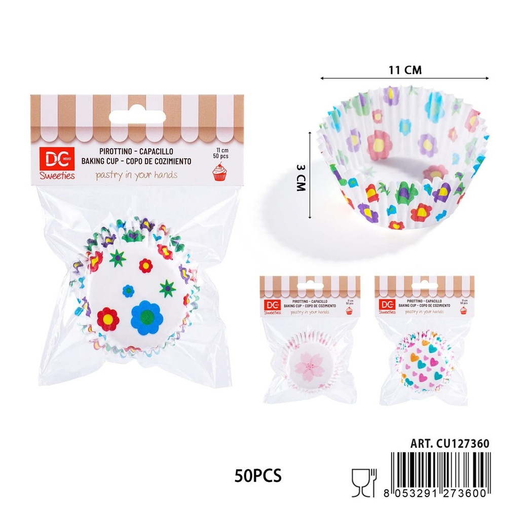 Moldes multicolores para pasteles 11cm 50pz - Utensilios de repostería y horneado