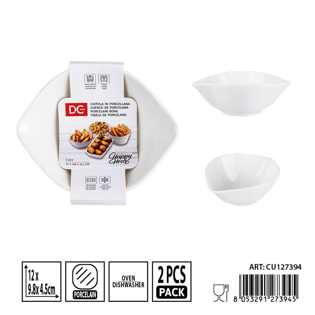 Cubiertos de porcelana 12x9.8x4.5cm 2pz - Utensilios de mesa y presentación