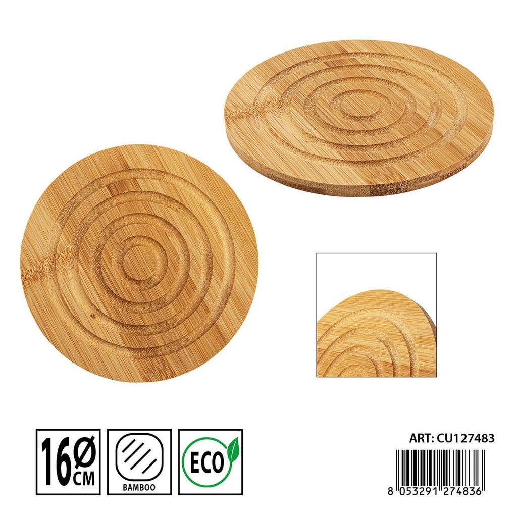 Salvamanteles redondo de bambú 16cm - Utensilios de cocina y protección de superficies
