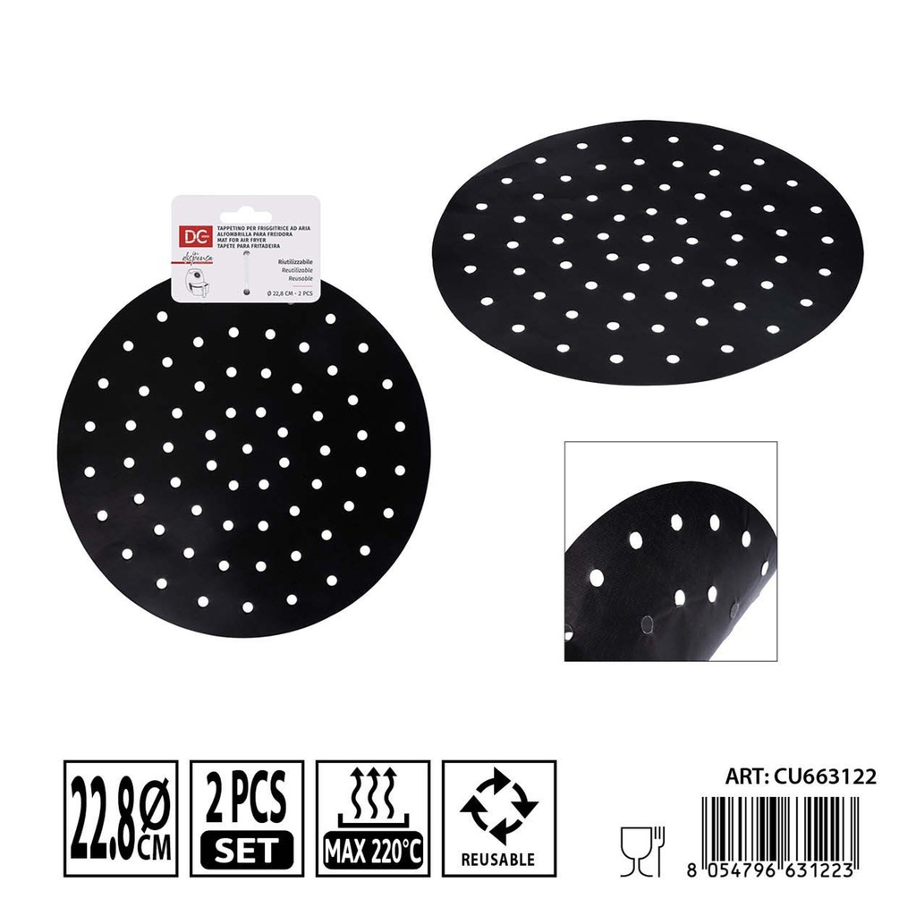 Papel para freidora de aire 22,8 cm 2 piezas - Accesorios de cocina y protección