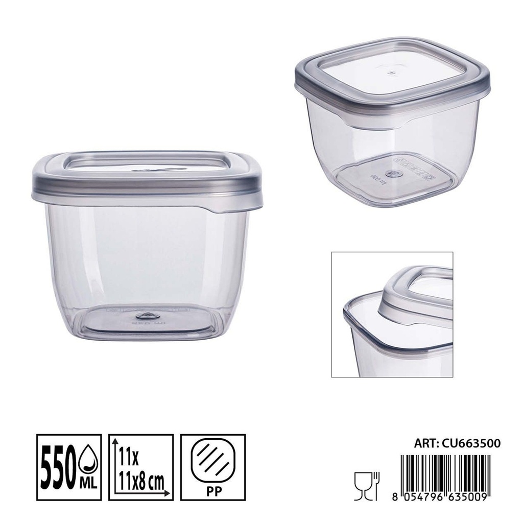 Contenedor cuadrado para alimentos DC Casa 550 ml - Almacenamiento de comida