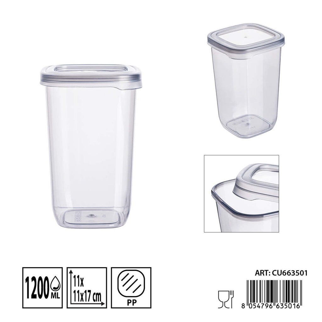 Contenedor cuadrado para alimentos DC Casa 1200 ml - Almacenamiento de comida