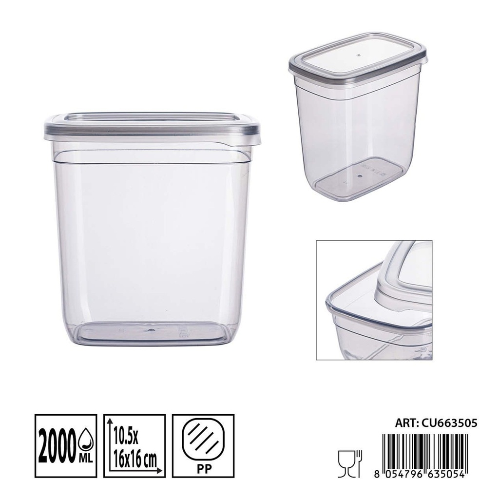 Contenedor rectangular para alimentos DC Casa 2000 ml - Almacenamiento de comida