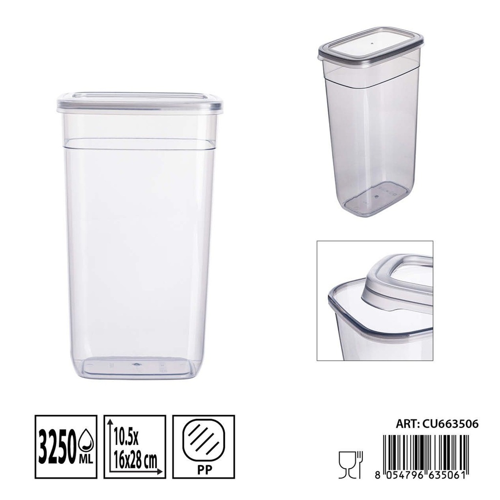 Contenedor de alimentos rectangular 3250 ml - Almacenamiento plástico y recipientes
