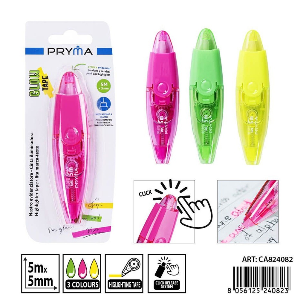 Cinta resaltadora 5 mm x 5 m - Papelería y resaltadores