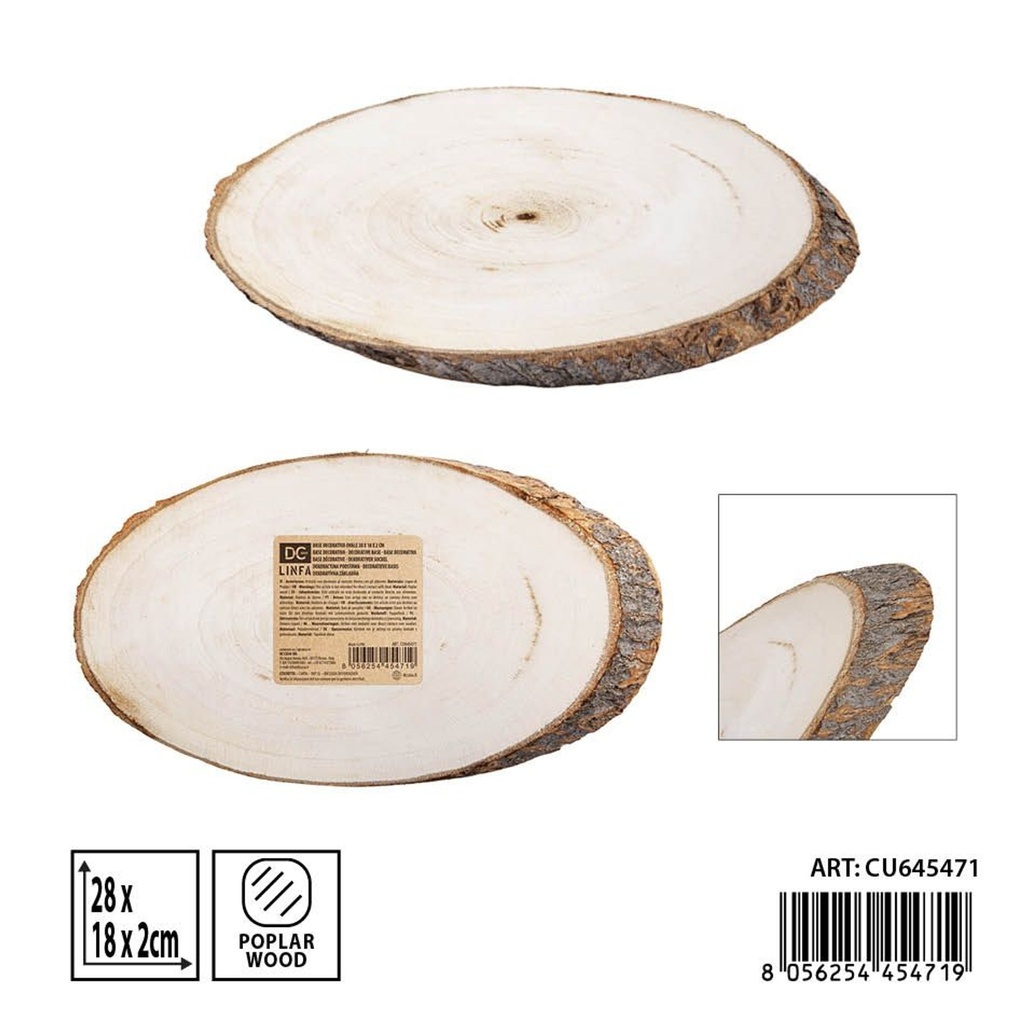 Base decorativa ovalada de madera 28X18X2 cm - Accesorios de cocina y madera
