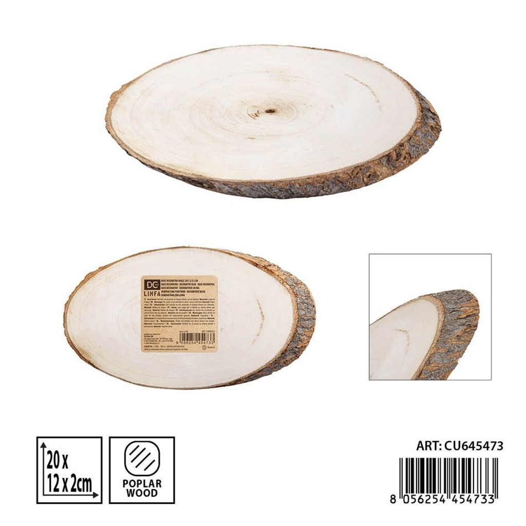 Base decorativa ovalada de madera 20X12X2 cm - Accesorios de cocina y madera